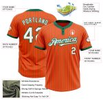 Personalized Orange Kelly Green Pinstripe White Two-Button Unisex Softball Jersey Team Custom Name and Number