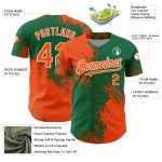 Personalized Orange Kelly Green-White 3D Pattern Design Abstract Brush Stroke Authentic Baseball Jersey Team Custom Name and Number