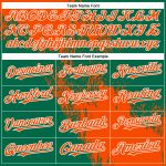 Personalized Orange Kelly Green-White 3D Pattern Design Abstract Brush Stroke Authentic Baseball Jersey Team Custom Name and Number