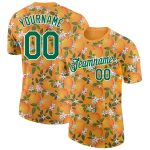 Personalized Orange Kelly Green-White 3D Pattern Design Orange Citrus Fruit Performance T-Shirt Team Custom Name and Number