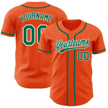 Personalized Orange Kelly Green-White Authentic Baseball Jersey