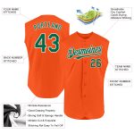 Personalized Orange Kelly Green-White Authentic Sleeveless Baseball Jersey Team Custom Name and Number