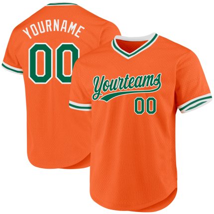 Personalized Orange Kelly Green-White Authentic Throwback Baseball Jersey Team Custom Name and Number