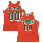 Personalized Orange Kelly Green-White Authentic Throwback Basketball Jersey Team Custom Name and Number