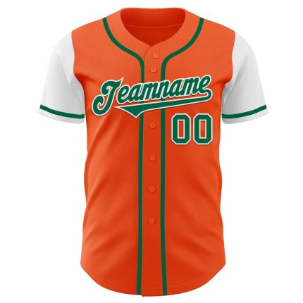 Personalized Orange Kelly Green-White Authentic Two Tone Baseball Jersey Team Custom Name and Number