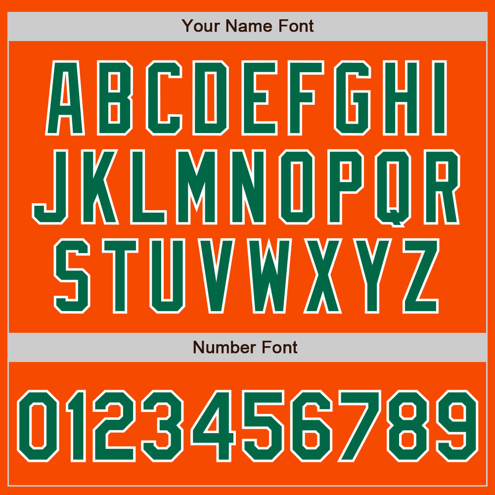 Personalized Orange Kelly Green-White Bomber Full-Snap Varsity Letterman Jacket Team Custom Name and Number Personalized Orange Kelly Green-White Bomber Full-Snap Varsity Letterman Jacket Team Custom Name and Number - Image 5