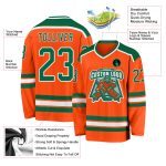 Personalized Orange Kelly Green-White Hockey Jersey Team Custom Name and Number