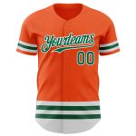 Personalized Orange Kelly Green-White Line Authentic Baseball Jersey Team Custom Name and Number