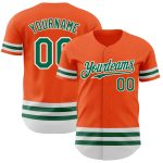 Personalized Orange Kelly Green-White Line Authentic Baseball Jersey Team Custom Name and Number