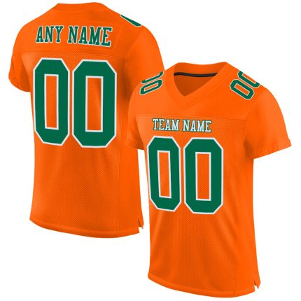 Personalized Orange Kelly Green-White Mesh Authentic Football Jersey Team Custom Name and Number