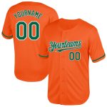 Personalized Orange Kelly Green-White Mesh Authentic Throwback Baseball Jersey Team Custom Name and Number