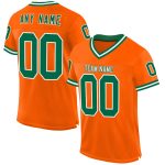 Personalized Orange Kelly Green-White Mesh Authentic Throwback Football Jersey Team Custom Name and Number