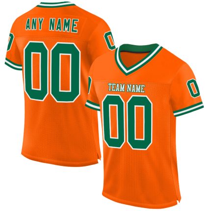 Personalized Orange Kelly Green-White Mesh Authentic Throwback Football Jersey Team Custom Name and Number