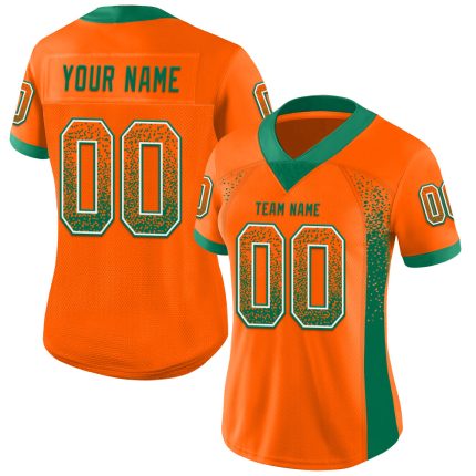 Personalized Orange Kelly Green-White Mesh Drift Fashion Football Jersey Team Custom Name and Number