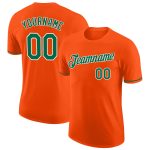 Personalized Orange Kelly Green-White Performance T-Shirt Team Custom Name and Number