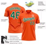 Personalized Orange Kelly Green-White Performance Vapor Golf Polo Shirt Team Custom Name and Number