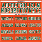 Personalized Orange Kelly Green-White Stitched Cuffed Knit Hat Team Custom Name and Number