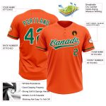 Personalized Orange Kelly Green-White Two-Button Unisex Softball Jersey
