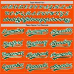 Personalized Orange Kelly Green-White Two-Button Unisex Softball Jersey Team Custom Name and Number