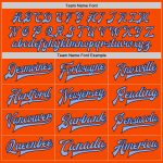 Personalized Orange Light Blue-Navy Bomber Full-Snap Varsity Letterman Jacket Team Custom Name and Number