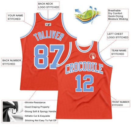 Personalized Orange Light Blue-White Authentic Throwback Basketball Jersey Team Custom Name and Number