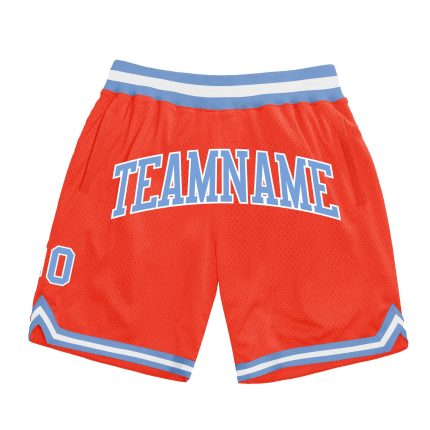 Personalized Orange Light Blue-White Authentic Throwback Basketball Shorts Team Custom Name and Number