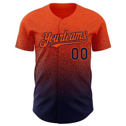 Personalized Orange Navy Authentic Fade Fashion Baseball Jersey Team Custom Name and Number