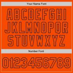 Personalized Orange Navy Bomber Full-Snap Varsity Letterman Two Tone Jacket Team Custom Name and Number