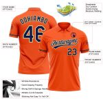 Personalized Orange Navy Cream-Old Gold Performance Vapor Golf Polo Shirt Team Custom Name and Number