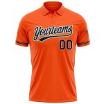 Personalized Orange Navy Cream-Old Gold Performance Vapor Golf Polo Shirt Team Custom Name and Number