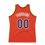 Personalized Orange Navy-Gold Authentic Throwback Basketball Jersey Team Custom Name and Number