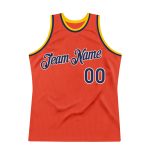 Personalized Orange Navy-Gold Authentic Throwback Basketball Jersey Team Custom Name and Number