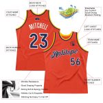 Personalized Orange Navy-Gold Authentic Throwback Basketball Jersey Team Custom Name and Number