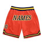 Personalized Orange Navy-Gold Authentic Throwback Basketball Shorts Team Custom Name and Number
