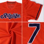 Personalized Orange Navy-Gold Authentic Throwback Rib-Knit Baseball Jersey Shirt Team Custom Name and Number