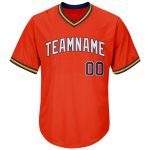 Personalized Orange Navy-Gold Authentic Throwback Rib-Knit Baseball Jersey Shirt Team Custom Name and Number