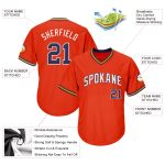 Personalized Orange Navy-Gold Authentic Throwback Rib-Knit Baseball Jersey Shirt Team Custom Name and Number