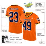 Personalized Orange Navy-Gold Mesh Authentic Throwback Football Jersey Team Custom Name and Number