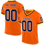 Personalized Orange Navy-Gold Mesh Authentic Throwback Football Jersey Team Custom Name and Number