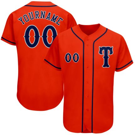 Personalized Orange Navy-Gray Authentic Baseball Jersey Team Custom Name and Number