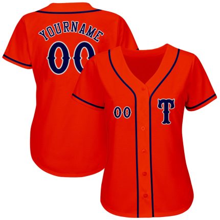 Personalized Orange Navy-Gray Authentic Baseball Jersey Team Custom Name and Number