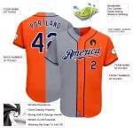 Personalized Orange Navy-Gray Authentic Split Fashion Baseball Jersey Team Custom Name and Number