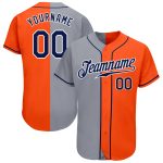 Personalized Orange Navy-Gray Authentic Split Fashion Baseball Jersey Team Custom Name and Number