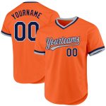 Personalized Orange Navy-Gray Authentic Throwback Baseball Jersey Team Custom Name and Number