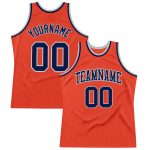 Personalized Orange Navy-Gray Authentic Throwback Basketball Jersey Team Custom Name and Number