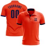 Personalized Orange Navy Performance Golf Polo Shirt Team Custom Name and Number