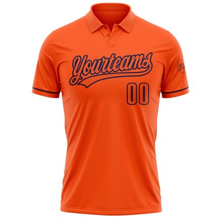 Personalized Orange Navy Performance Vapor Golf Polo Shirt Team Custom Name and Number