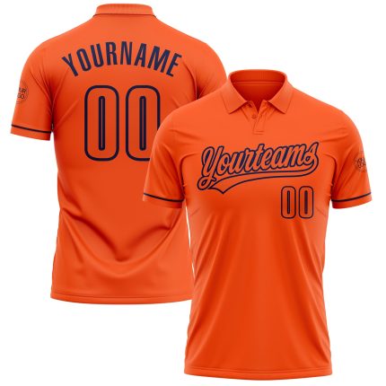 Personalized Orange Navy Performance Vapor Golf Polo Shirt Team Custom Name and Number