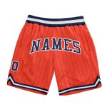 Personalized Orange Navy Pinstripe Navy-White Authentic Basketball Shorts Team Custom Name and Number
