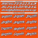 Personalized Orange Navy Pinstripe White Two-Button Unisex Softball Jersey Team Custom Name and Number